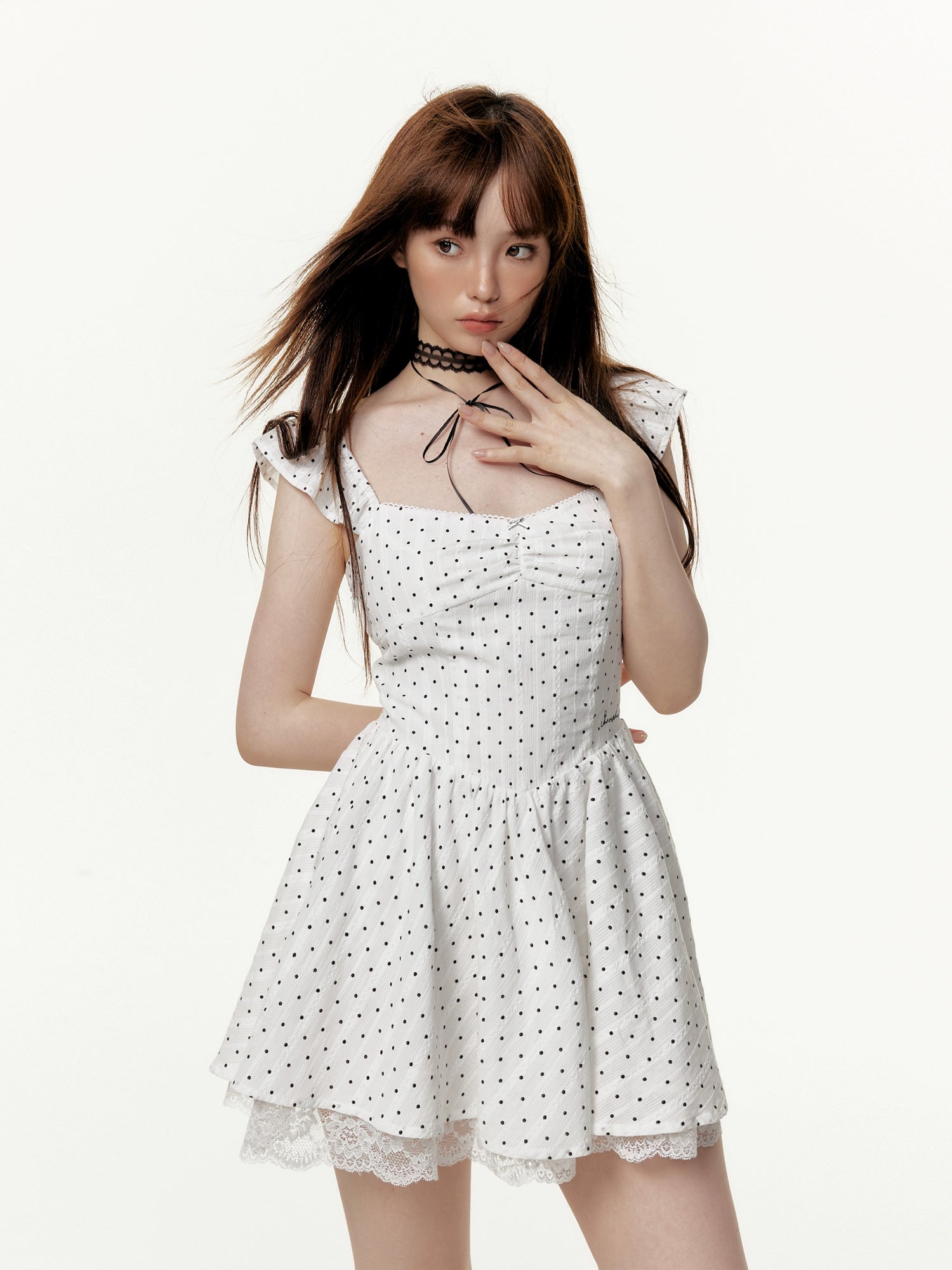 French Lace Waist-Cinched Maxi Dress