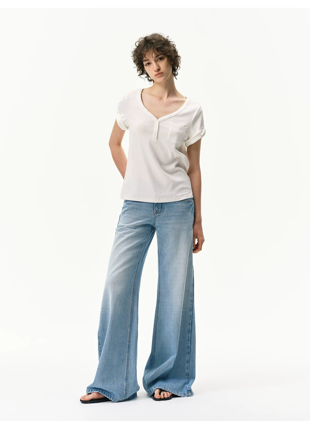 Vintage Light Wash Low-Rise Flared Jeans