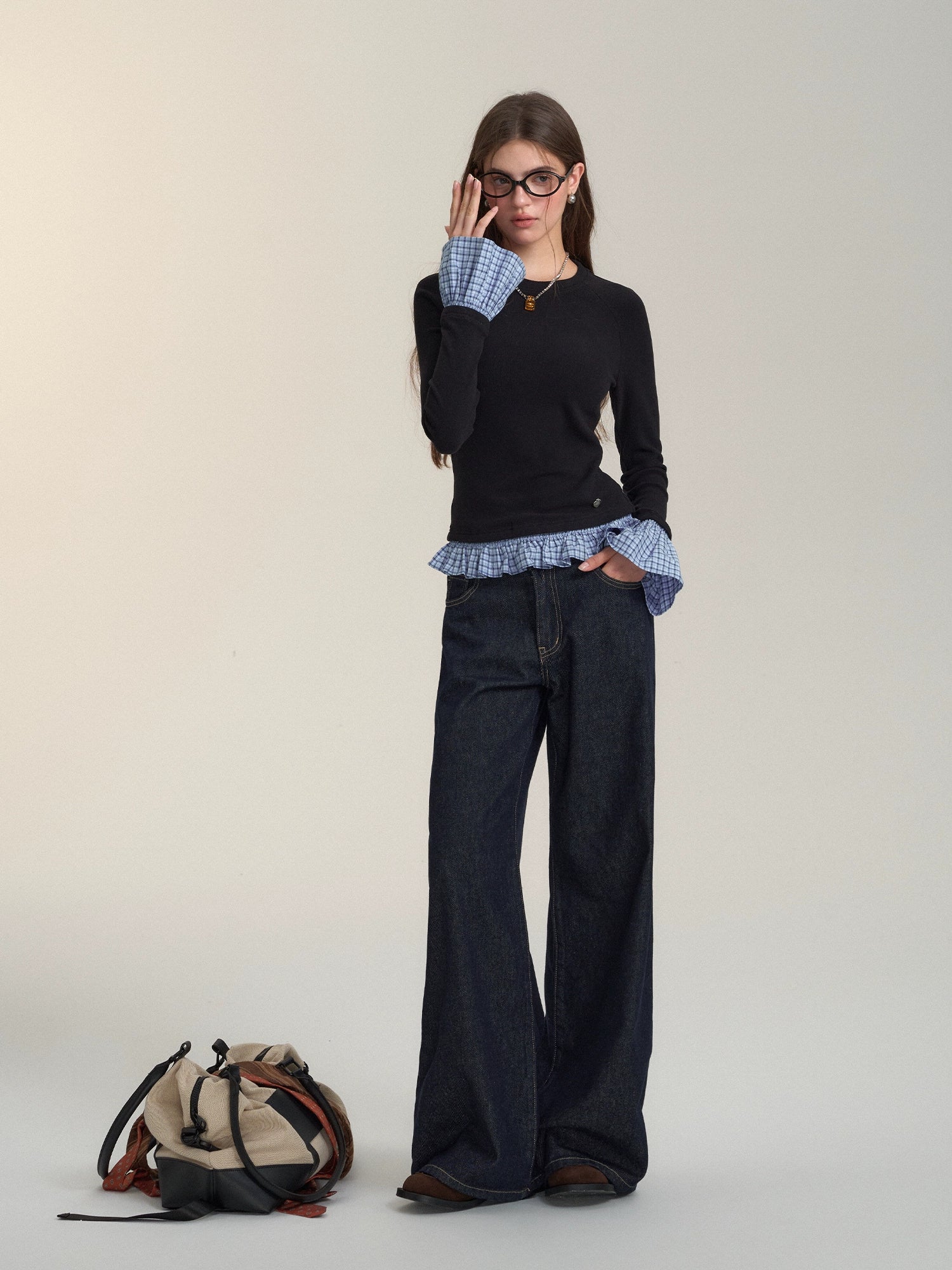 Raw Deep Blue Pleated Jeans