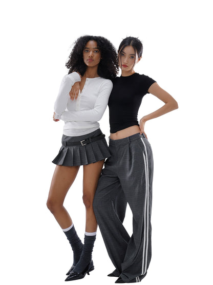 &quot;Weisure&quot; Wide Leg Side-stripe Dad Pants