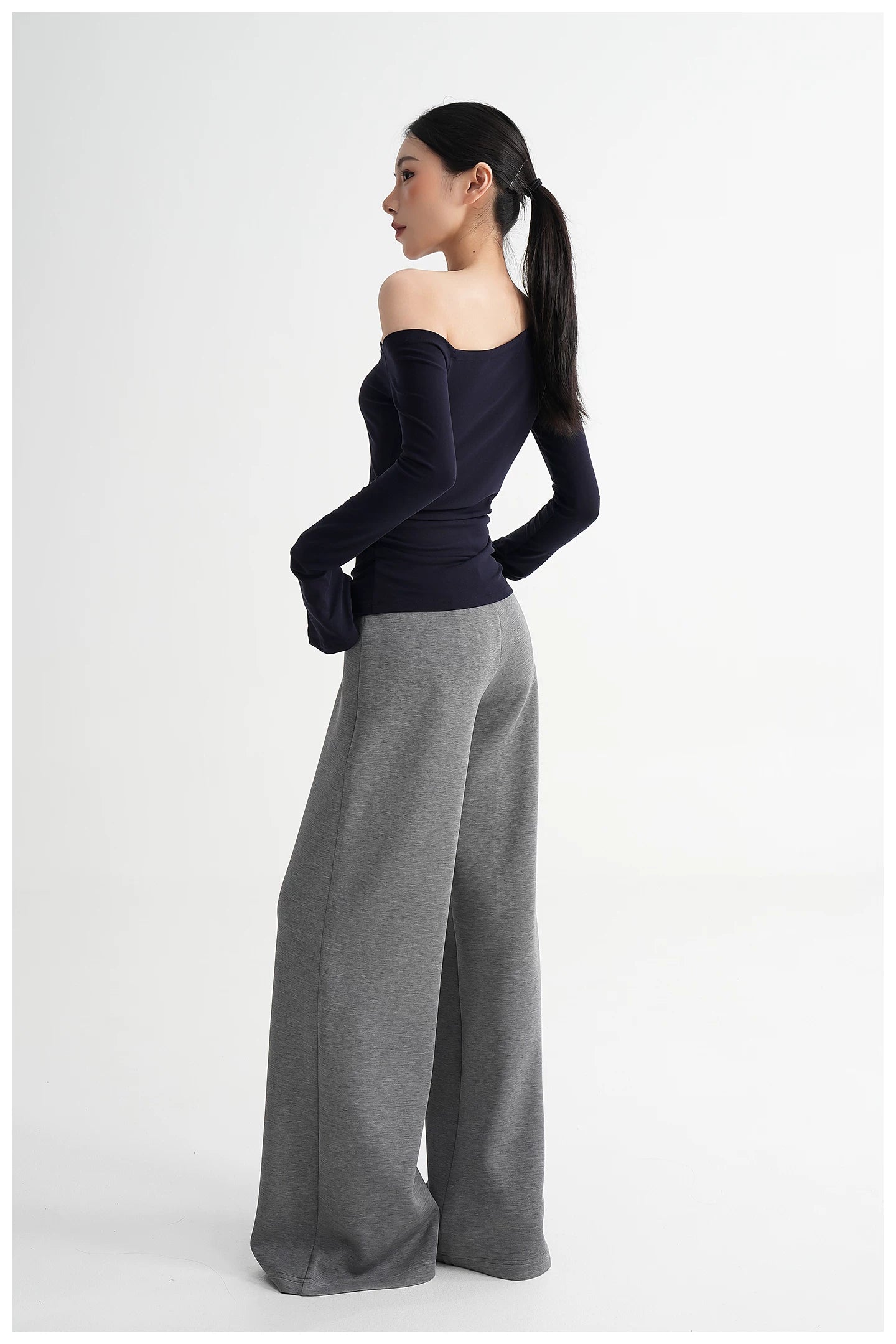 One-Shoulder Lyocell Flared Sleeve Fitted T-Shirt
