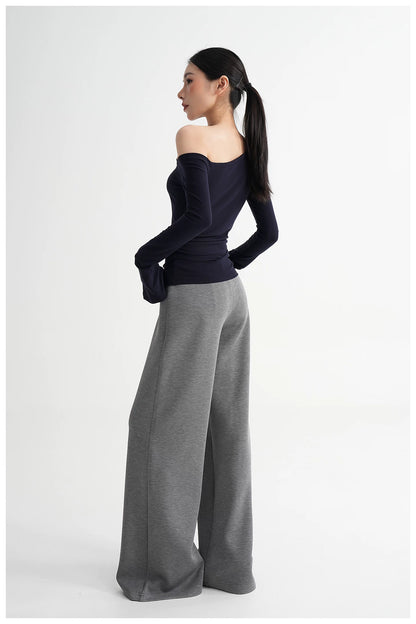 One-Shoulder Lyocell Flared Sleeve Fitted T-Shirt