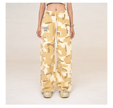 (Final Sale) Camouflage & Cream-colored Wide-leg Pants - CHINASQUAD