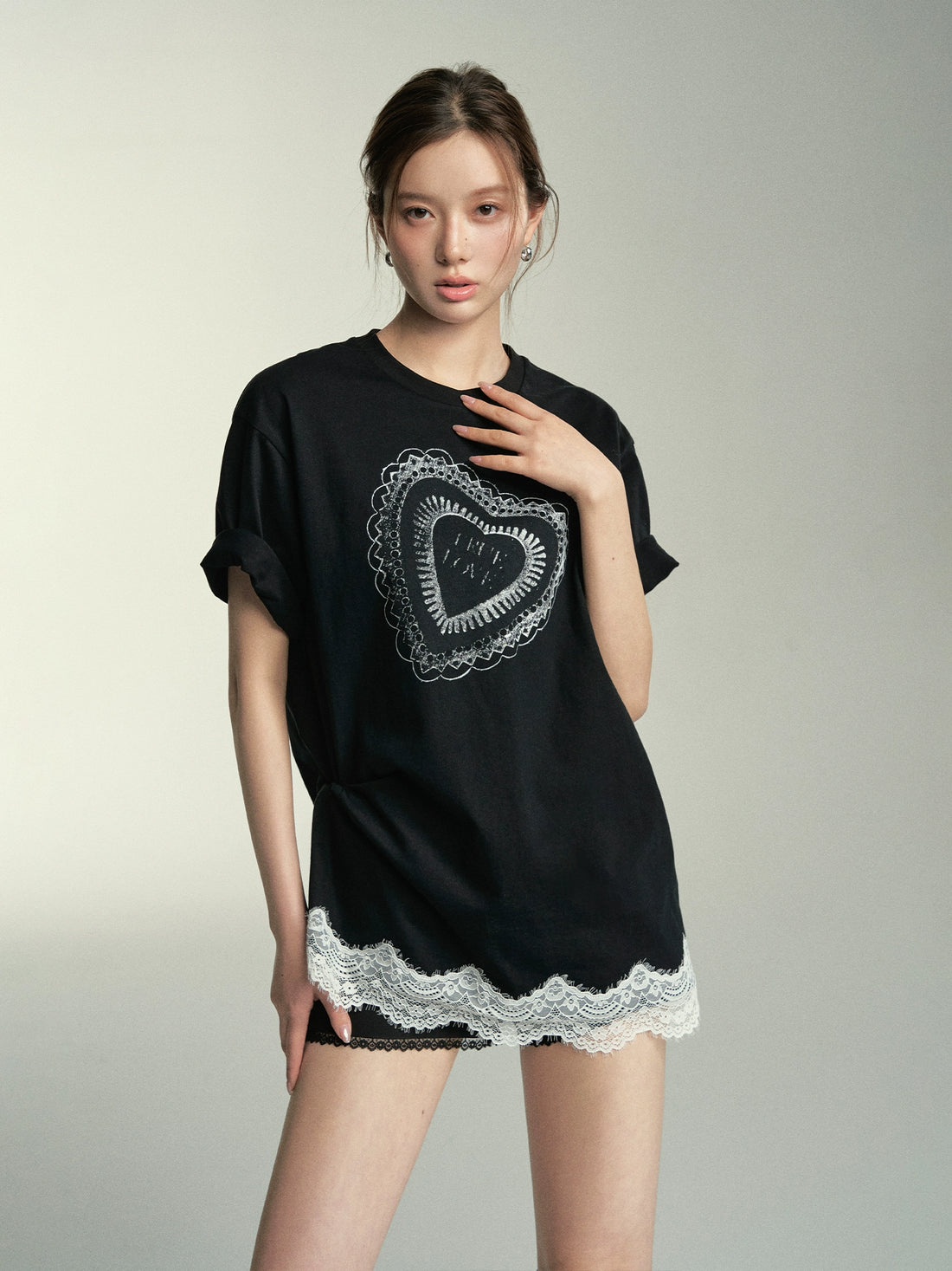 3D Lace Print Short Sleeve T-Shirt - CHINASQUAD