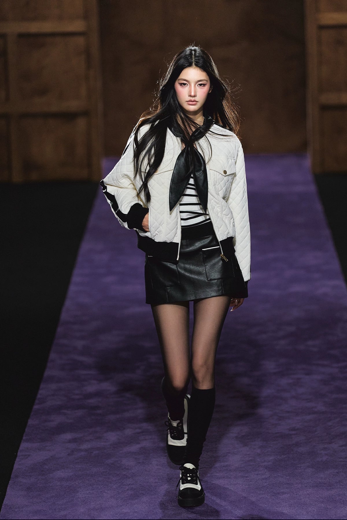 Diamond Quilted Bow-Tie Cotton Padded Jacket