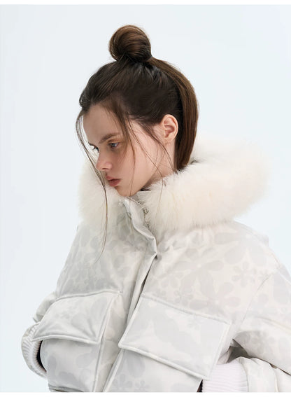 Vintage Printed Short Down Jacket