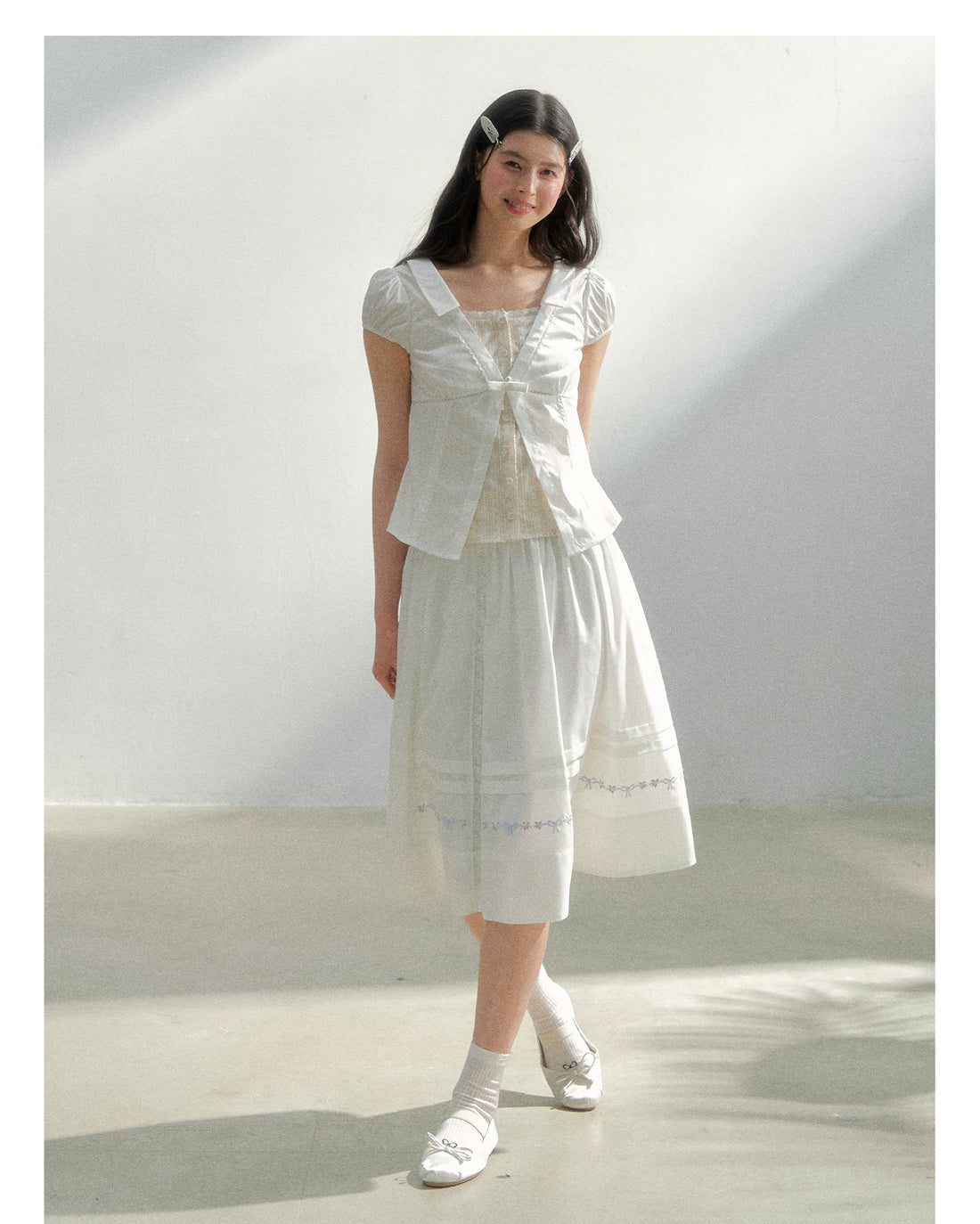 Floral Plaid Academy Layered Short Sleeve Shirt