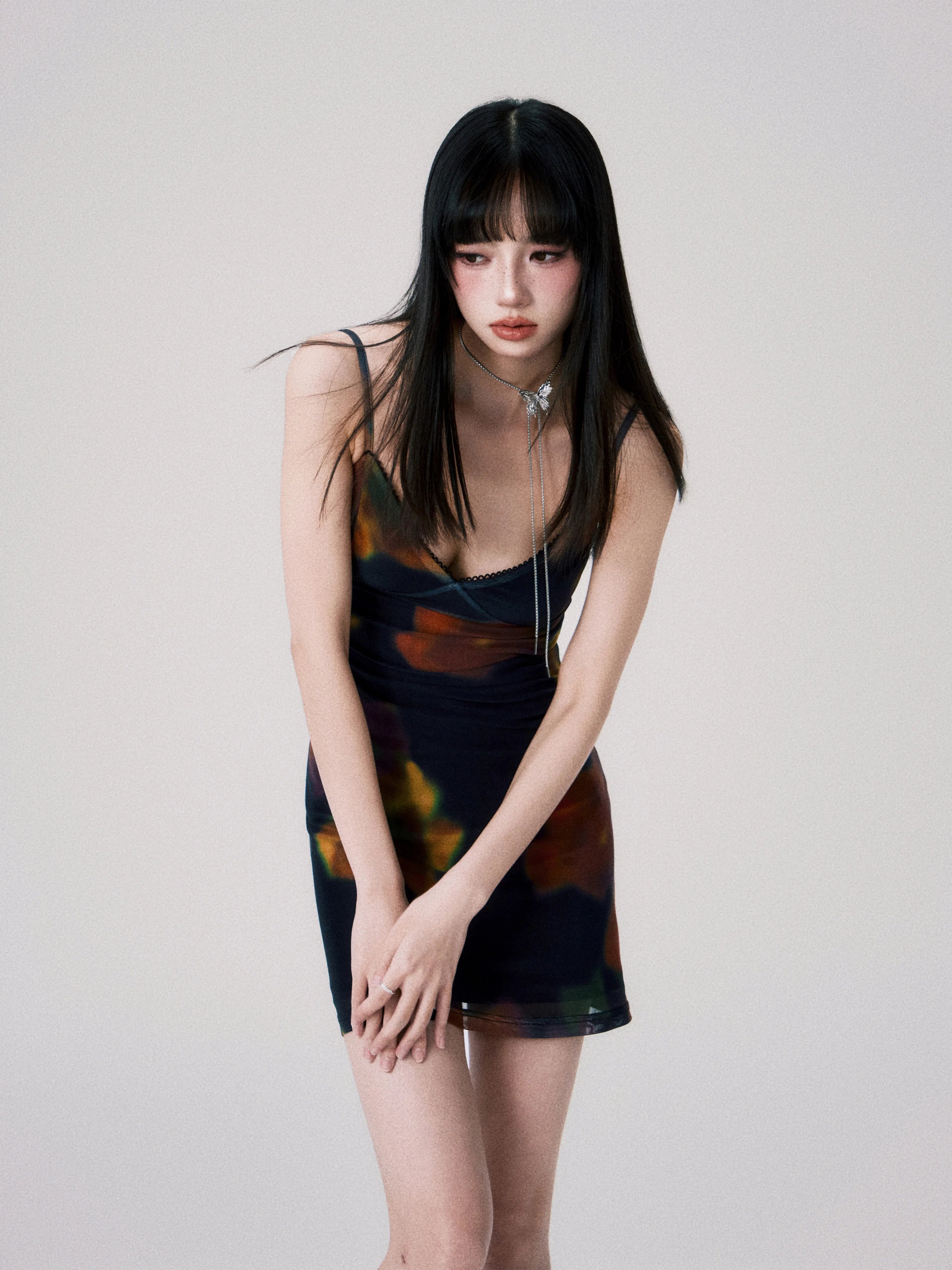 Vintage Printed Spaghetti-Strap Dress