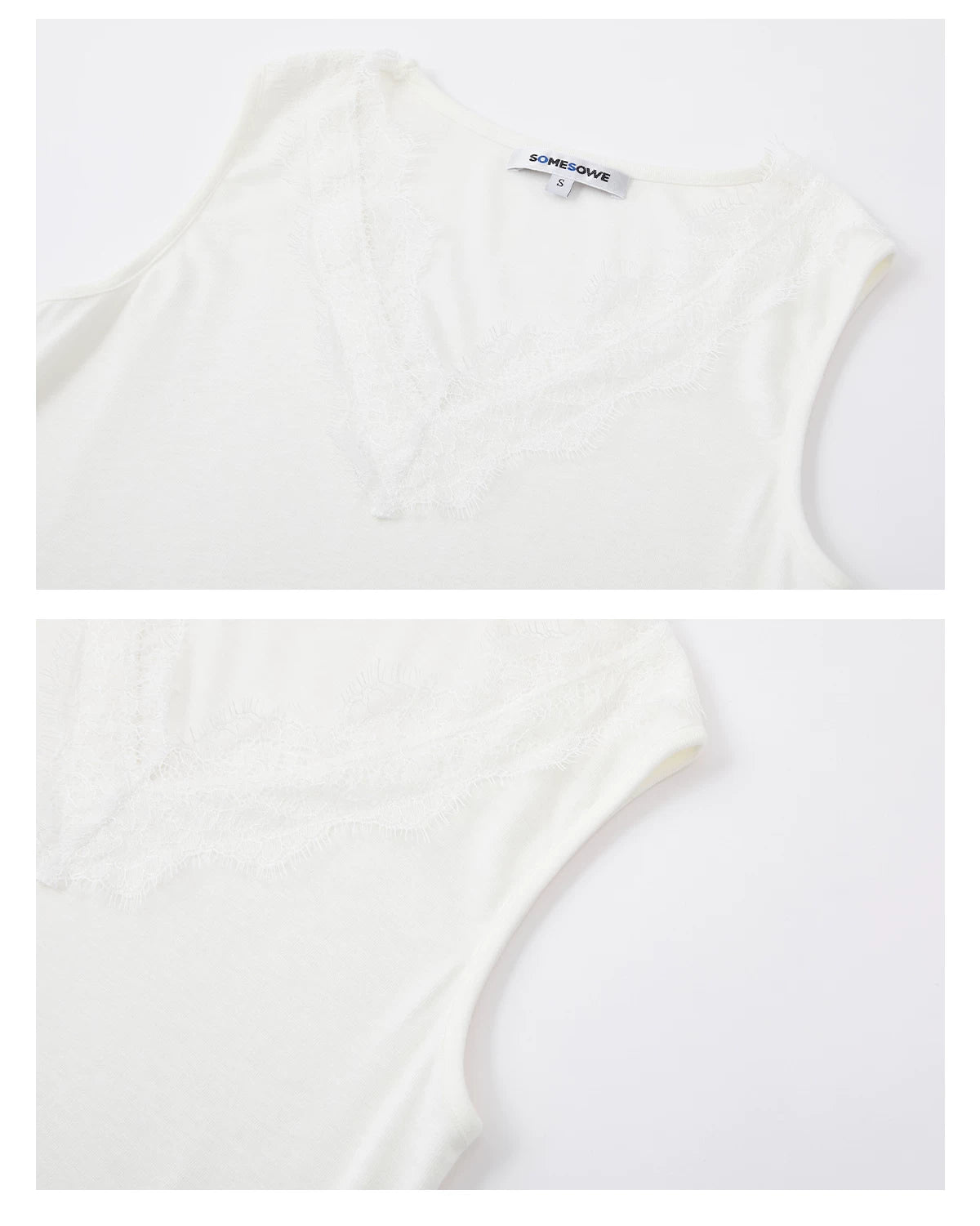 Asymmetrical Lace V-Neck Sleeveless Top