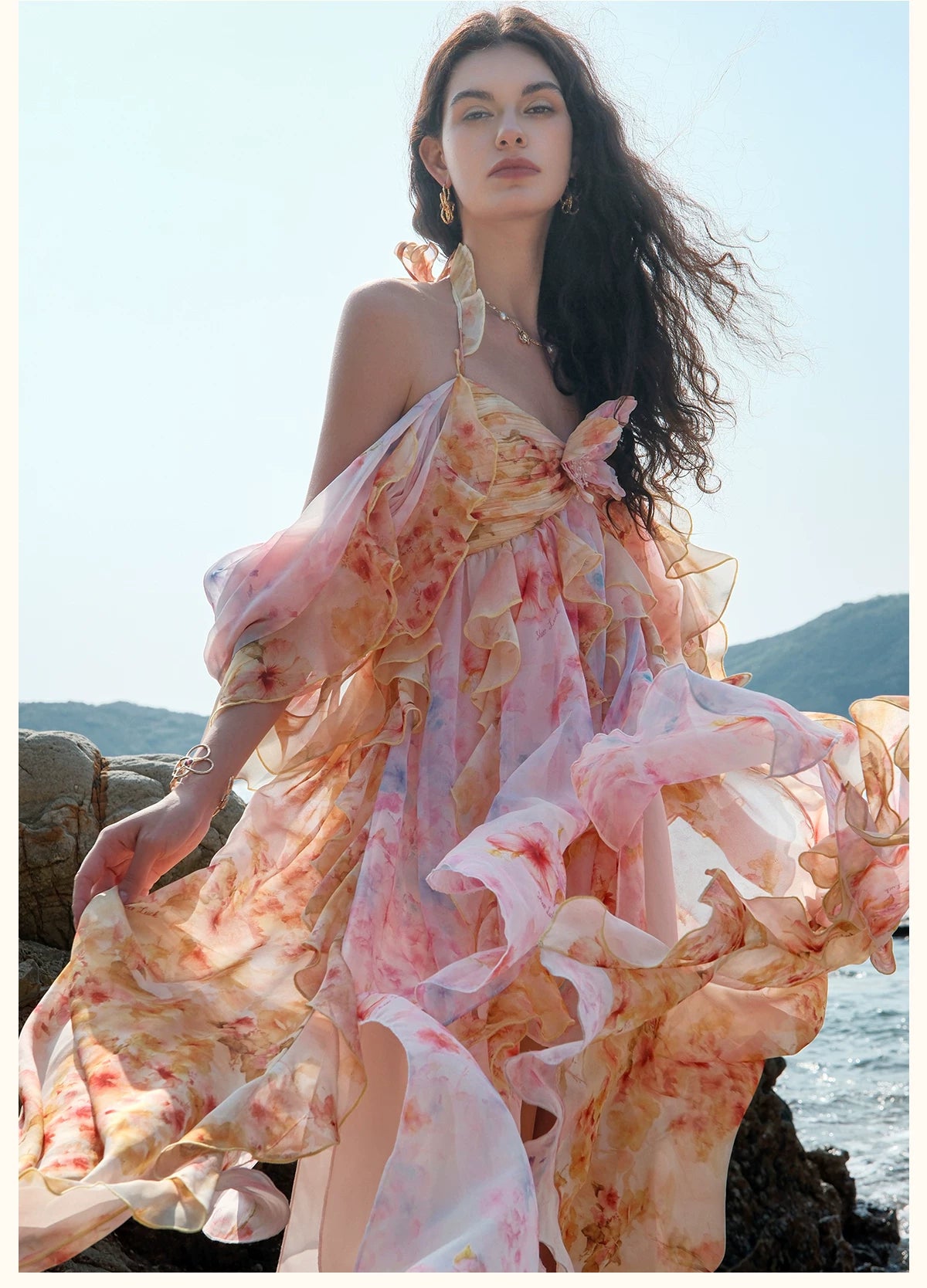 Layered Halter Maxi Dress
