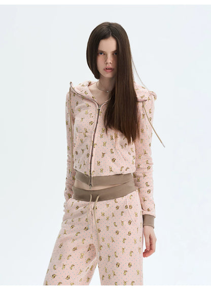 Printed Cotton Sweatshirt &amp; Jogger Set