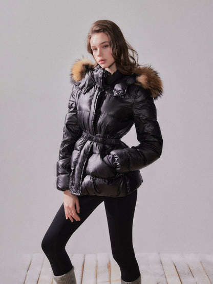 Snow Velvet Fox Fur Hooded Down Jacket