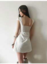 Square-Neck Lace-Up Mini Dress NeverMore