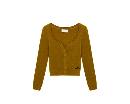 Round-Neck Fitted Wool-Blend Knit Cardigans