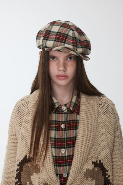 Vintage Plaid Newsboy Cap