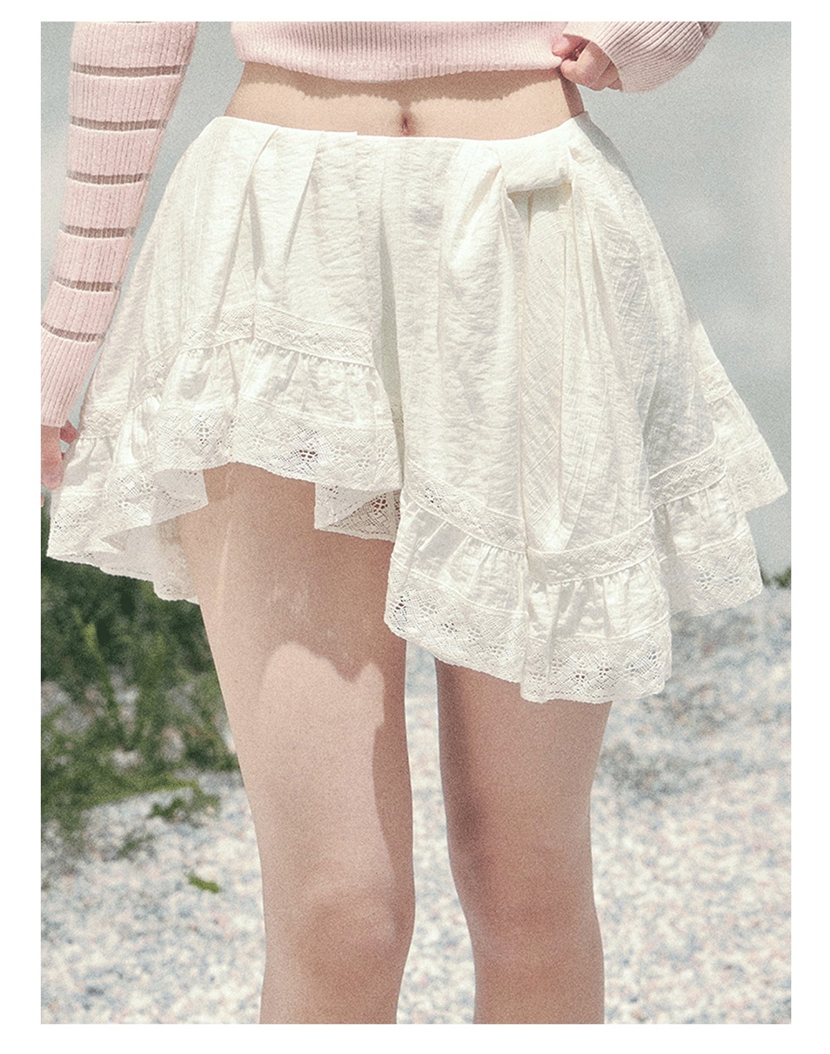 Moonlit Ripple Lace Mini Skirt
