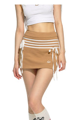 Color-Clash Mid-Waist Fitted Sports Skirt - CHINASQUAD