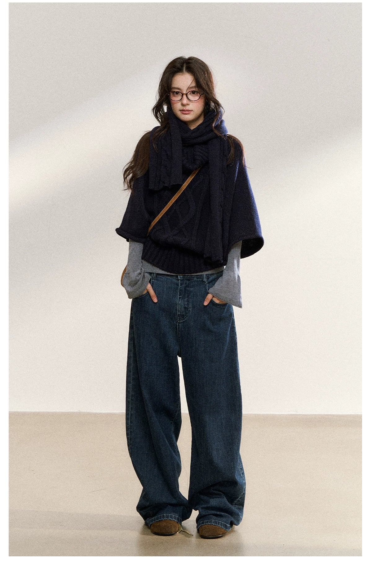 Two-Tone Layered Knit Sweater