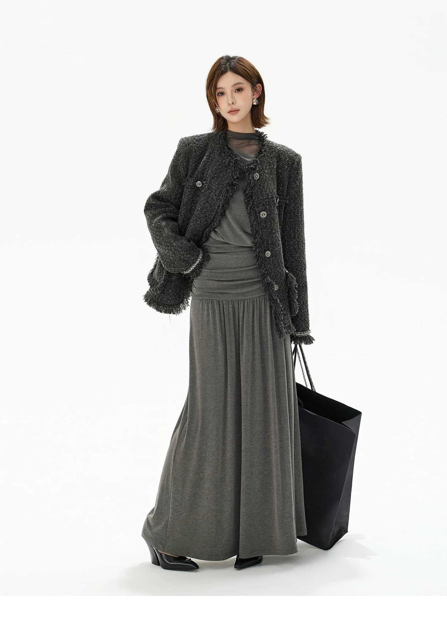 Two-Piece Off-Shoulder Knit Maxi Dress