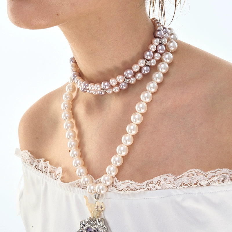 Double Layer Pearl Choker Necklace