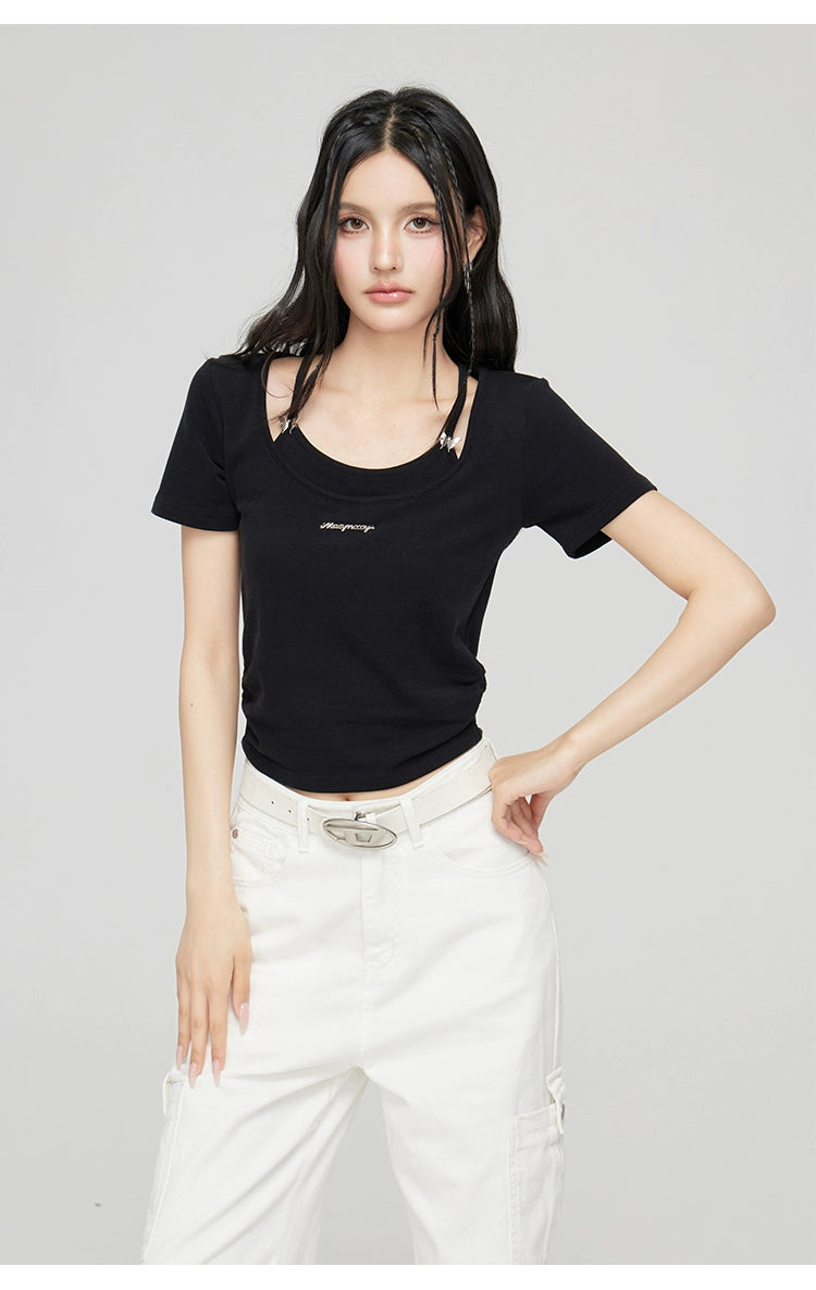 Black &amp; White Layered T-shirt - CHINASQUAD