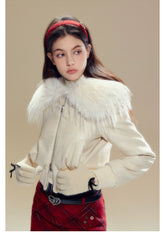 White Turn-down CollarFaux Shearling Coat - CHINASQUAD