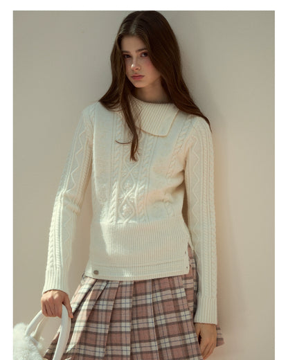 Winter Whisper Cable Knit Turtleneck Sweater