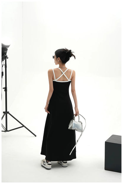 American Street-Style Slim-Fit Camisole Maxi Dress