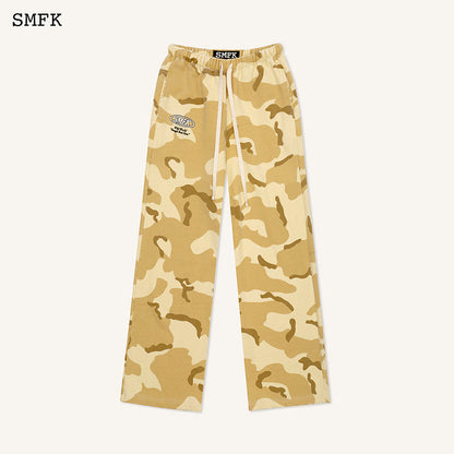 (Final Sale) Camouflage &amp; Cream-colored Wide-leg Pants - CHINASQUAD