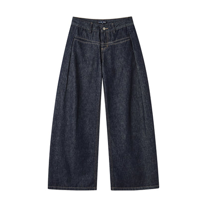 Raw Denim Pleated Banana Pants
