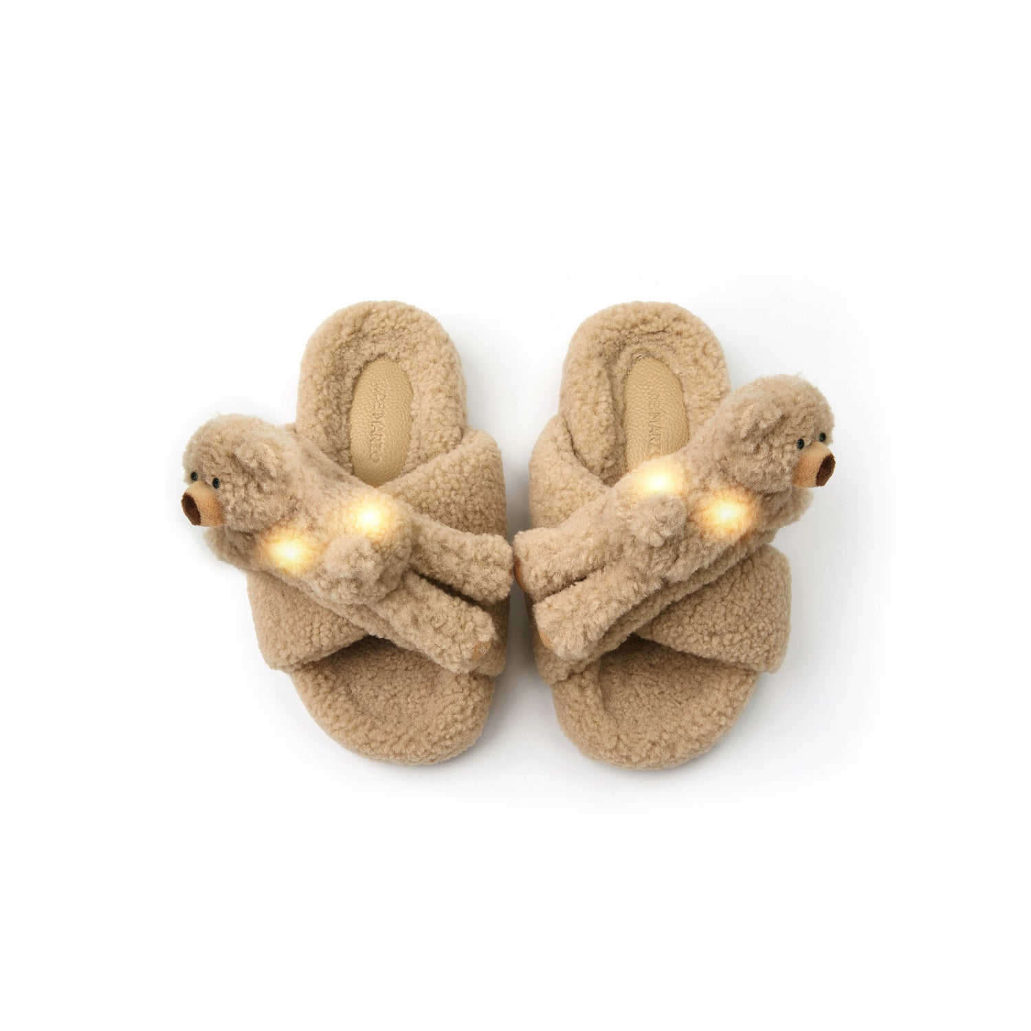 Glow Teddy Cross-Strap Platform Slippers