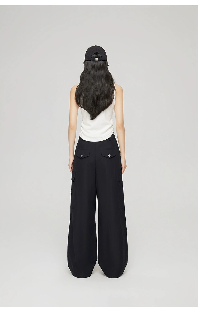 Black &amp; Khaki Cargo Wide-Leg Pants - CHINASQUAD