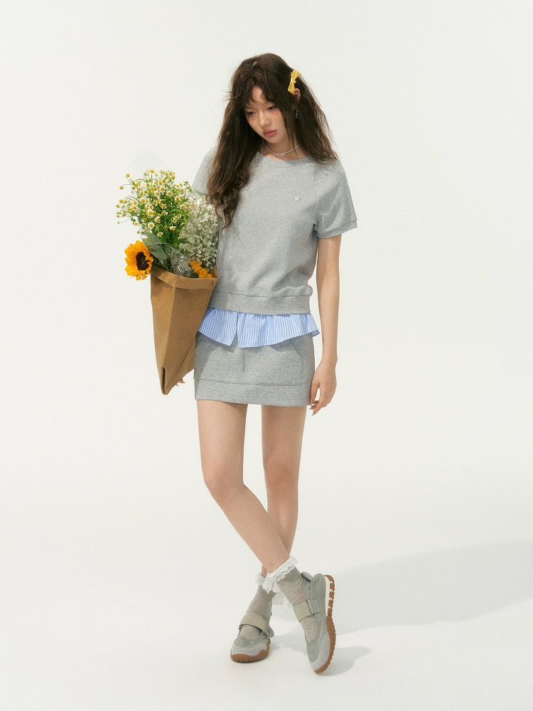 Stripe Patchwork Raglan Sleeve T-shirt