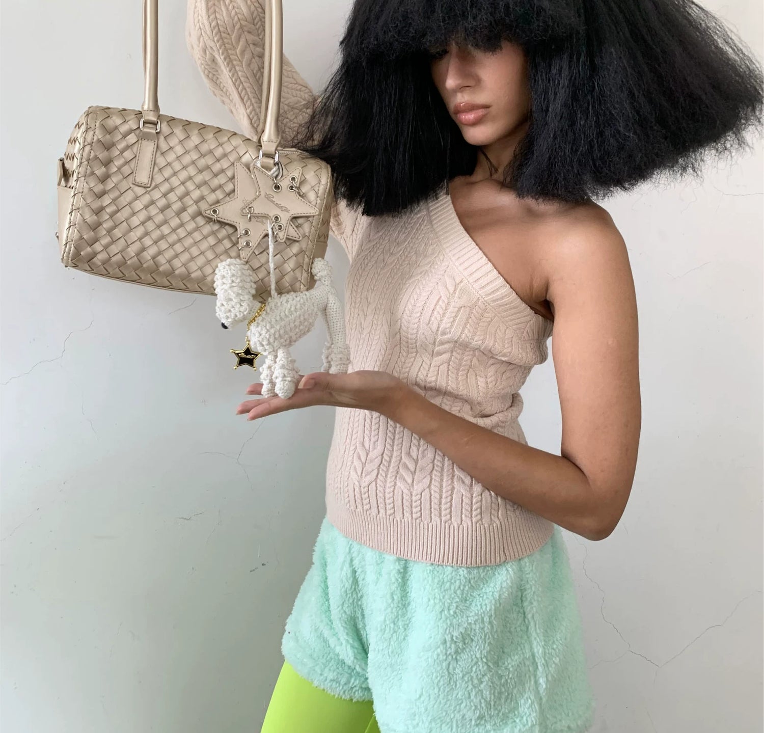 Woven Leatherette Barrel Shoulder Bag ECODAY