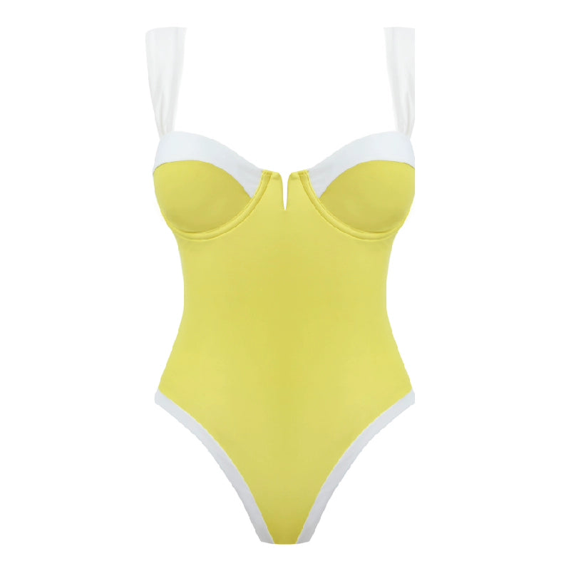 Color-block Square Neck Swimsuit