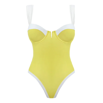 Color-block Square Neck Swimsuit