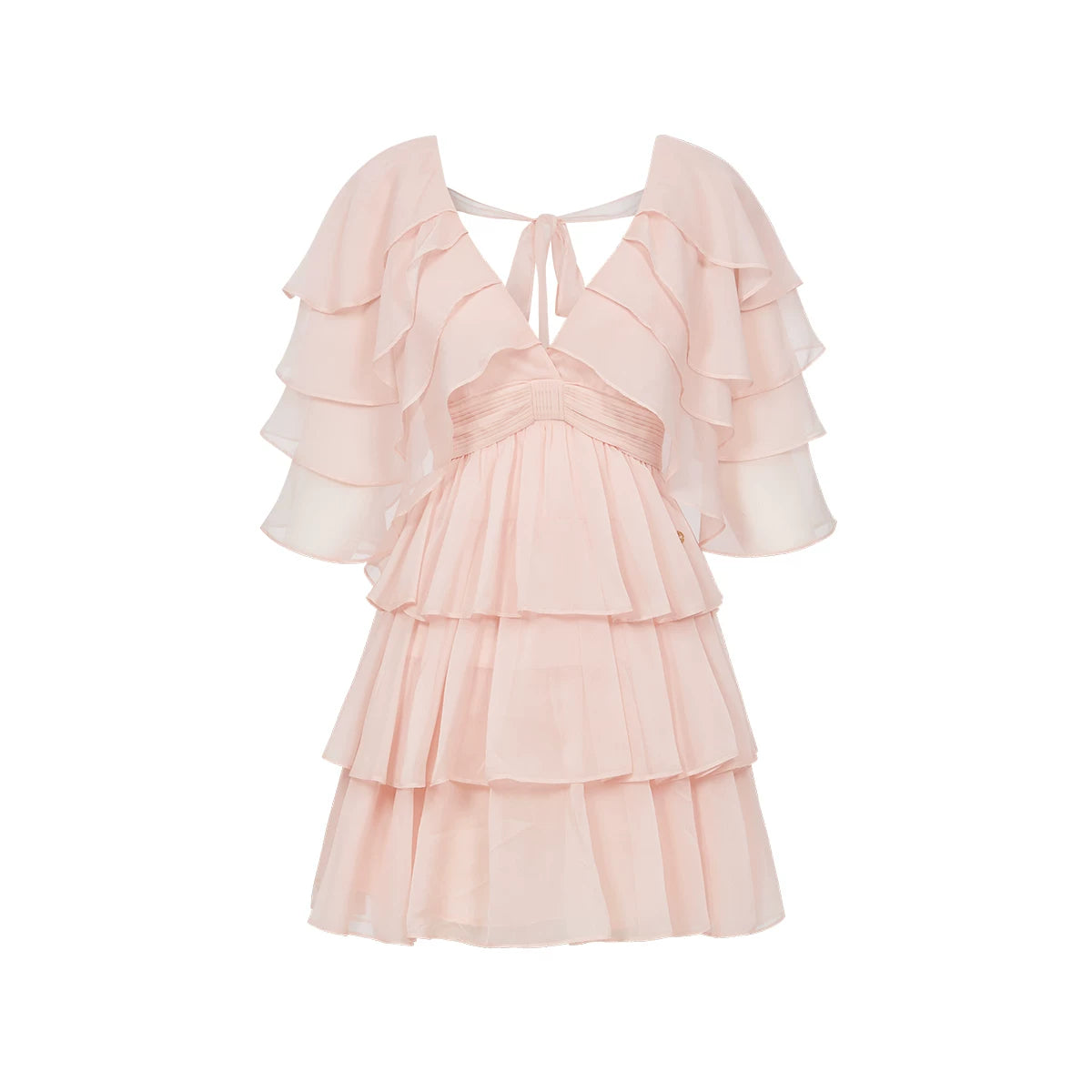 V-Neck Waist-Defined Midi Dress