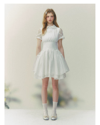 White Rose Embroidered Princess Dress