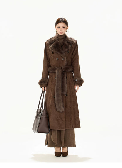 Belted Double-Breasted Long Coat