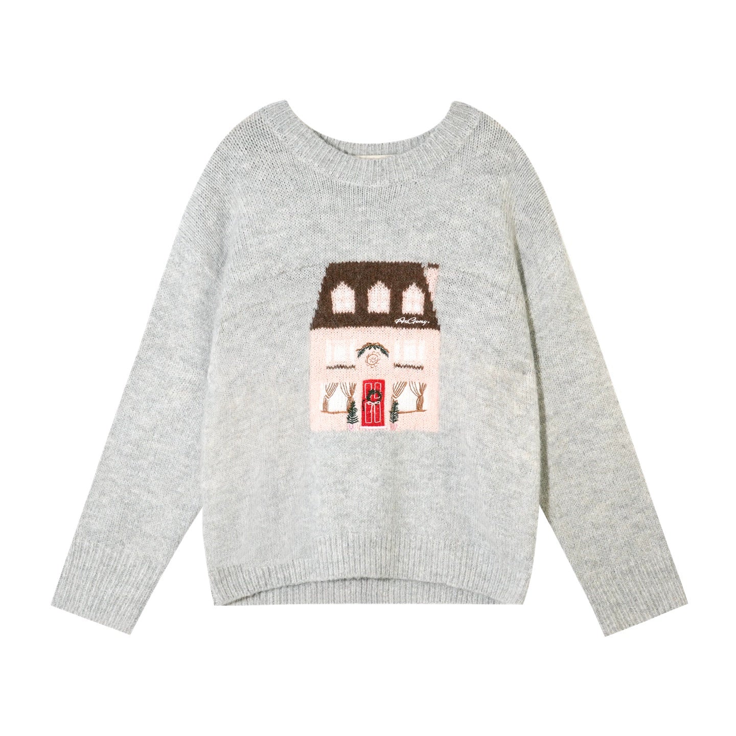 Wool Blend Embroidered Jacquard Knit Sweater