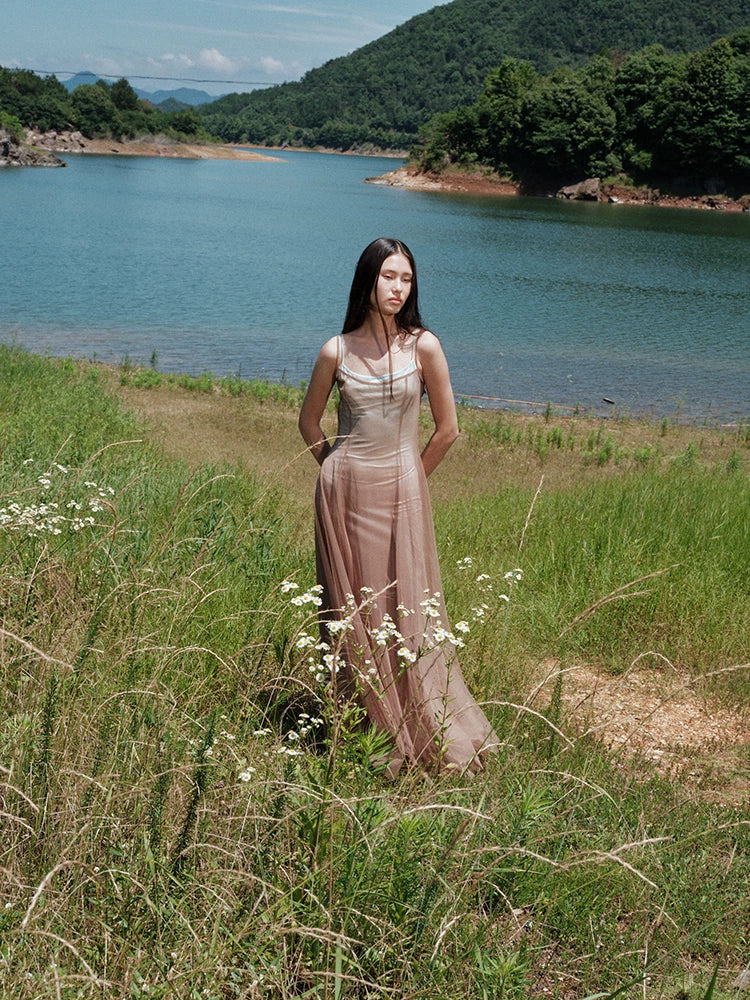 Gradient Mesh Slimming Resort Dress