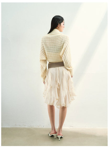 Knit Cardigan &amp; Striped Camisole Two-Piece Set
