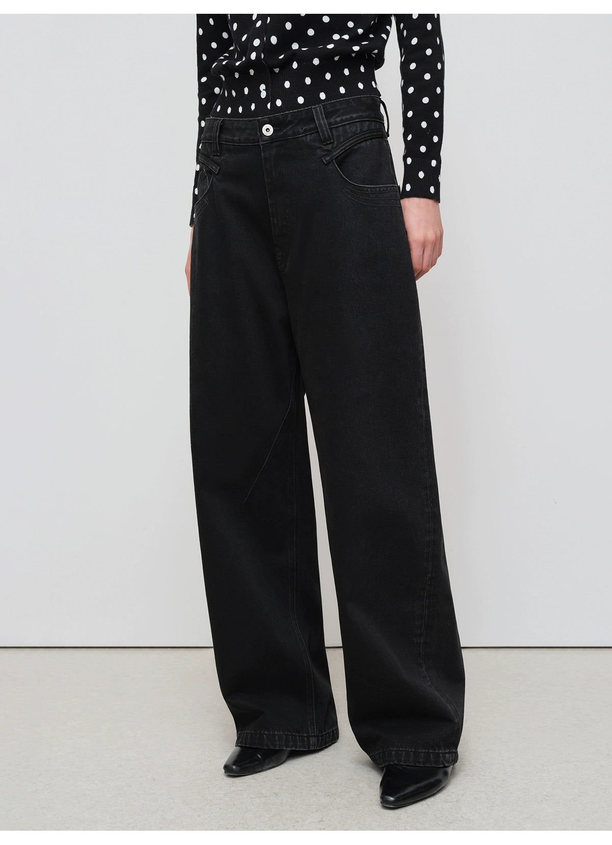 Washed Vintage Tapered Wide-Leg Denim Jeans