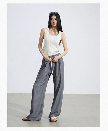 Lace Trim Textured Ice Silk Tank Top