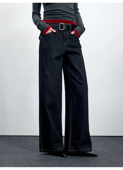 Denim Mid-Low Rise Straight-Leg Jeans