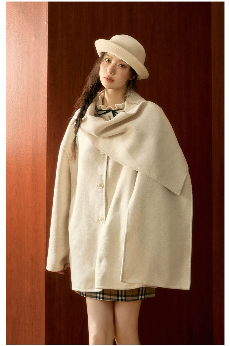 Off-white &amp; Blue Wool Cape Coat - CHINASQUAD