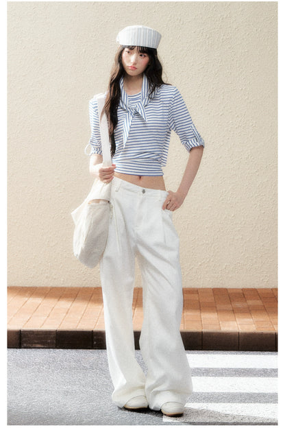 Urban Ease White Straight-Leg Trousers - CHINASQUAD
