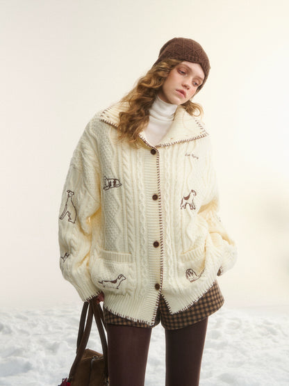 Stand-Collar Relaxed Cardigan