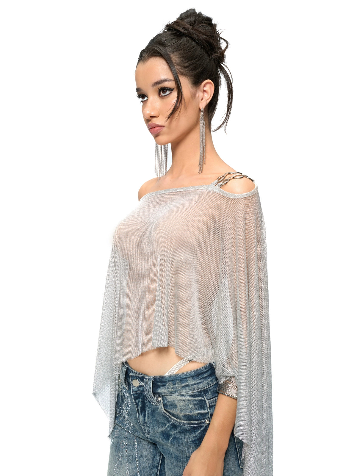 Silver Iridescent Thread Beach Cape