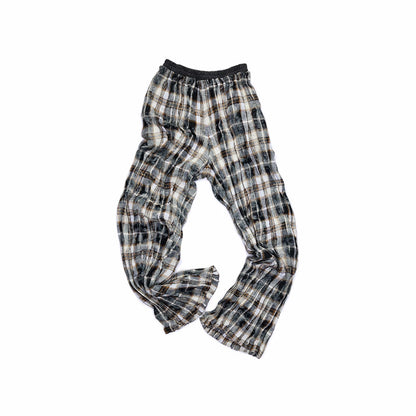 Crinkled-Waist Wide-Leg Cargo Pants